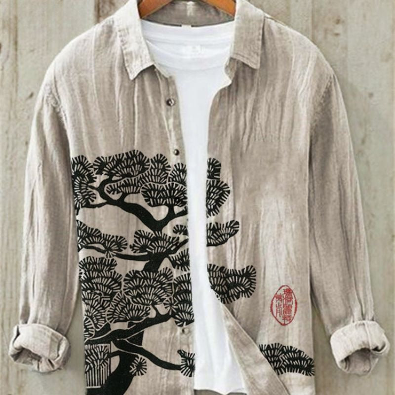 Japanese Wave Print Shirt - Pine