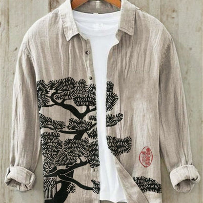 Japanese Wave Print Shirt - Pine