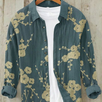 Japanese Wave Print Shirt - Cherry Blossom