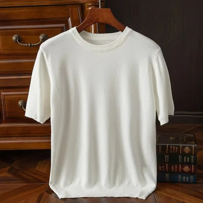 Short Sleeve Knit Sweater - White
