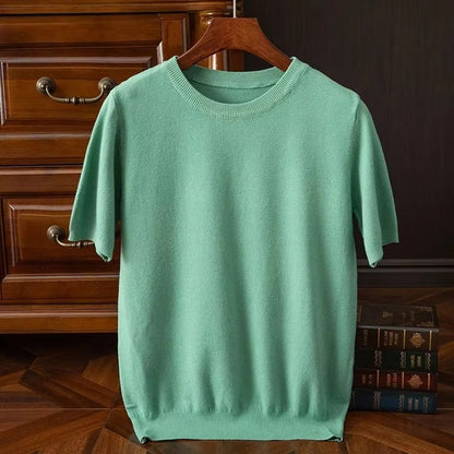 Short Sleeve Knit Sweater - Light Green