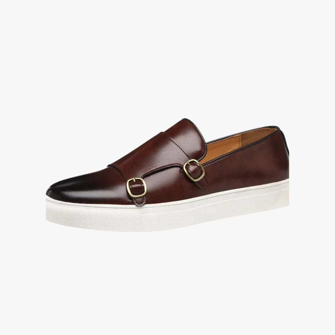 Men's Leather Monk Strap Loafers - Brown