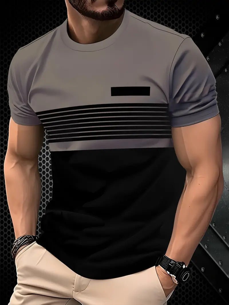 Men's Slim Striped T-Shirt - Dark Grey