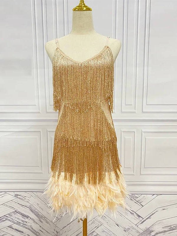 Women's Beaded Fringe Mini Dress
