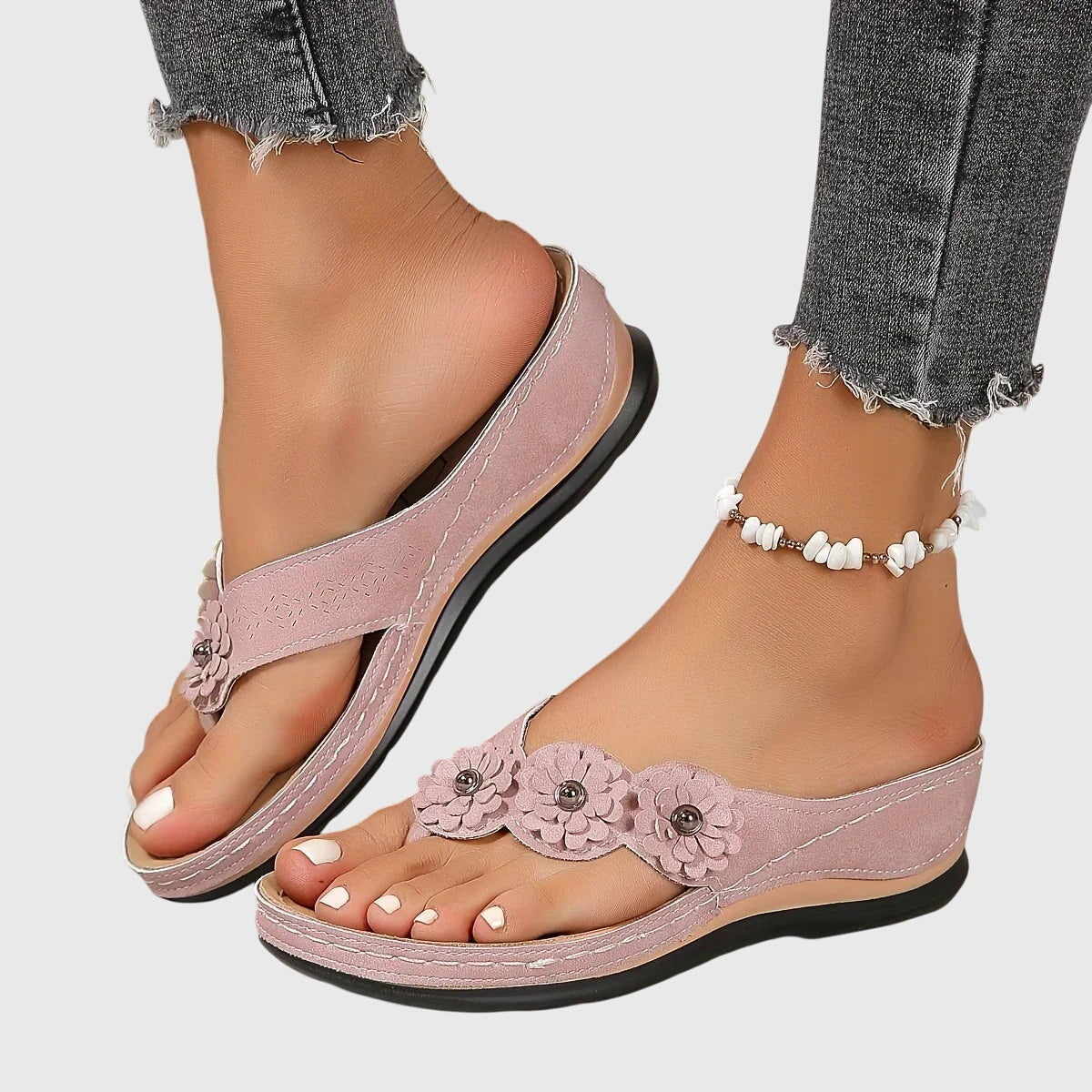 Floral Orthopedic Flip Flops - Pink