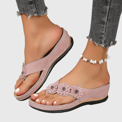 Floral Orthopedic Flip Flops - Pink