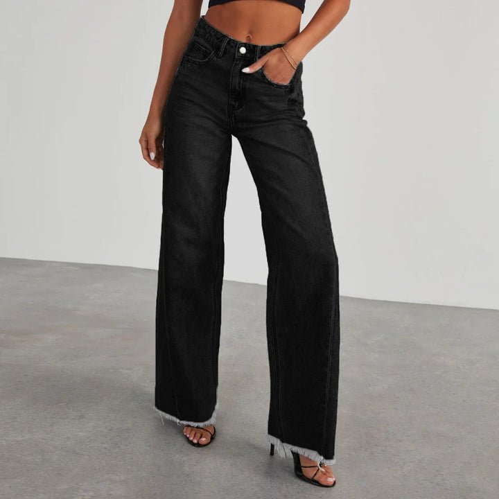 Women's High-Waisted Wide-Leg Jeans - Black