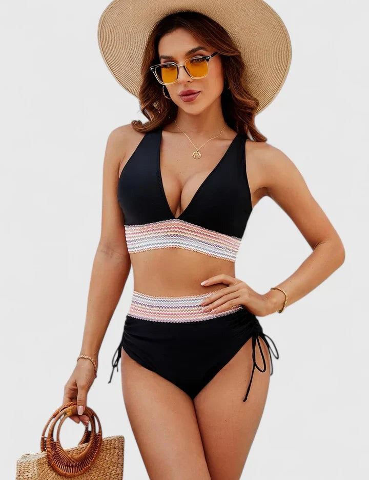 High Waisted Bikini Two Piece Set - Black