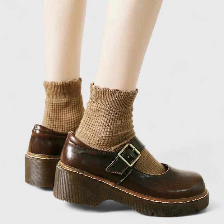 Women's Leather Platform Mary Janes