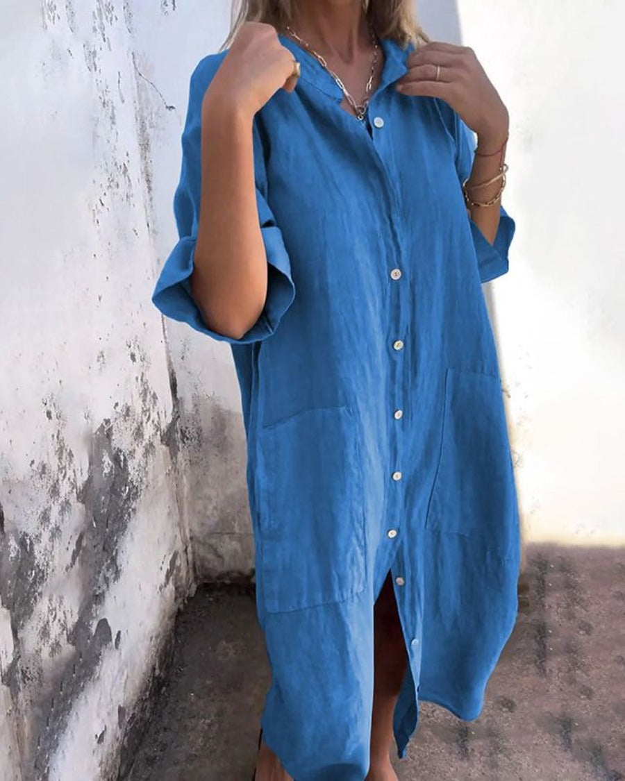 Oversized Shirt Dress - Blue