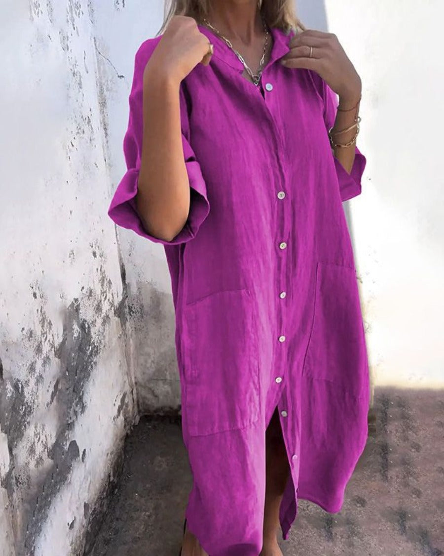 Oversized Shirt Dress - Purple