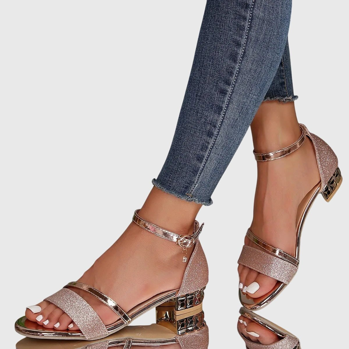 Women's Party Block Heel Sandals - Rose gold (Almost sold out)