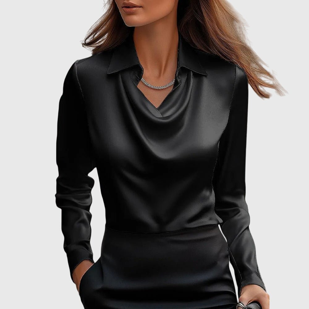 Women's Satin Blouse - Black