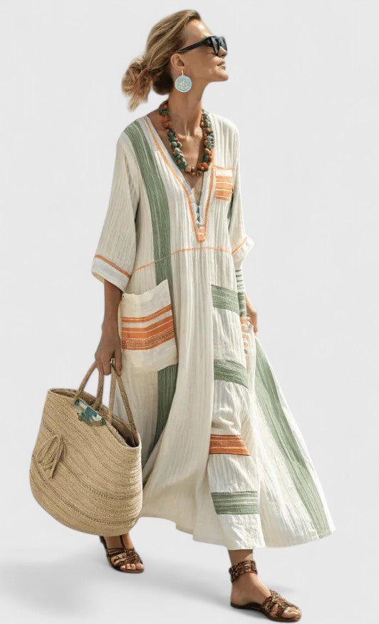 Women's Striped Kaftan Dress
