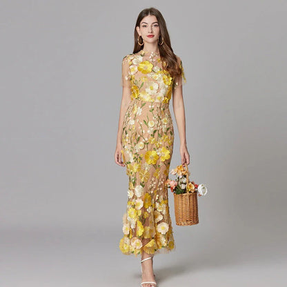 Floral Maxi Dress - Yellow