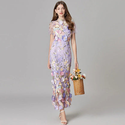 Floral Maxi Dress - Purple