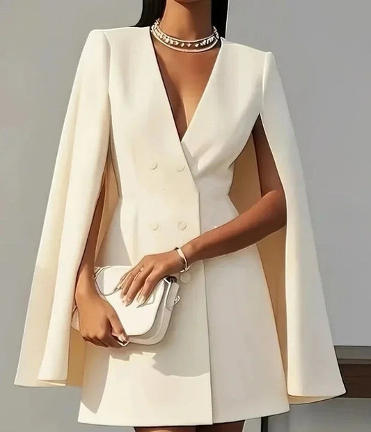 Cape Sleeve Blazer Dress - Apricot