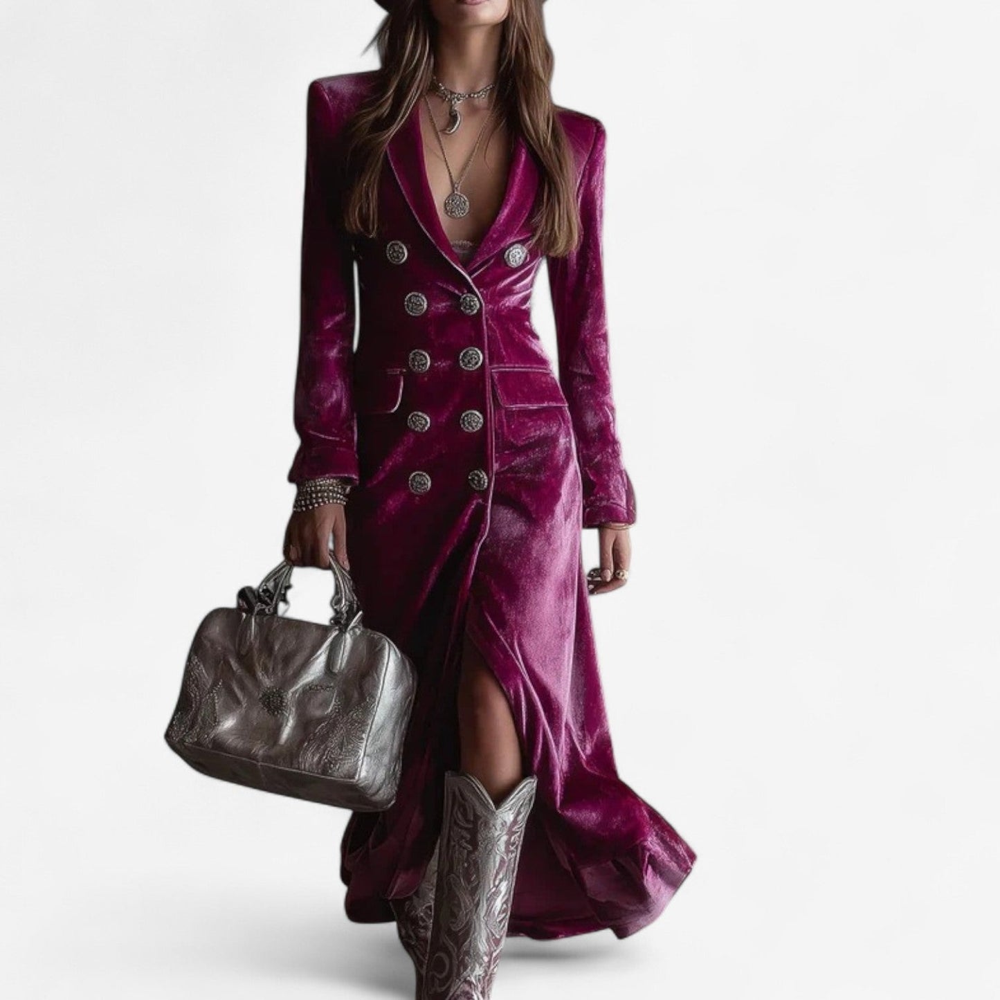 Pleated Midi Dress - Magenta