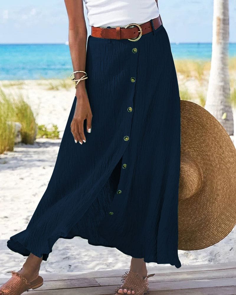 Women's High-Waisted Maxi Skirt - Blue