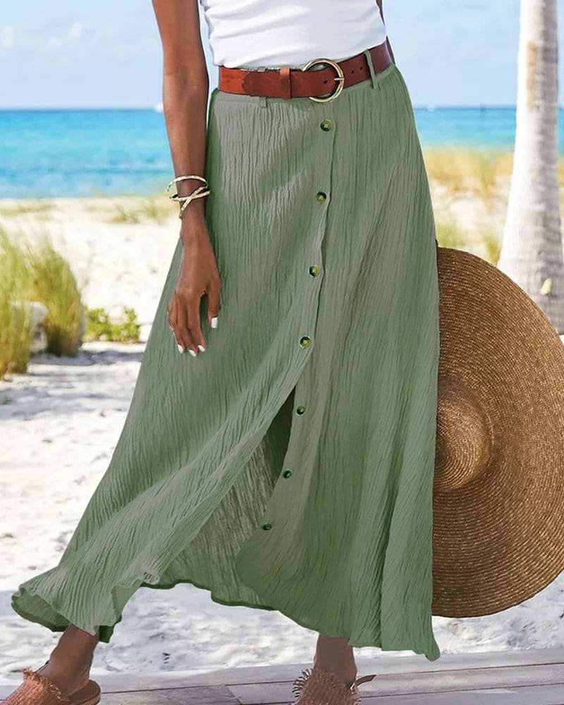 Women's High-Waisted Maxi Skirt - Green