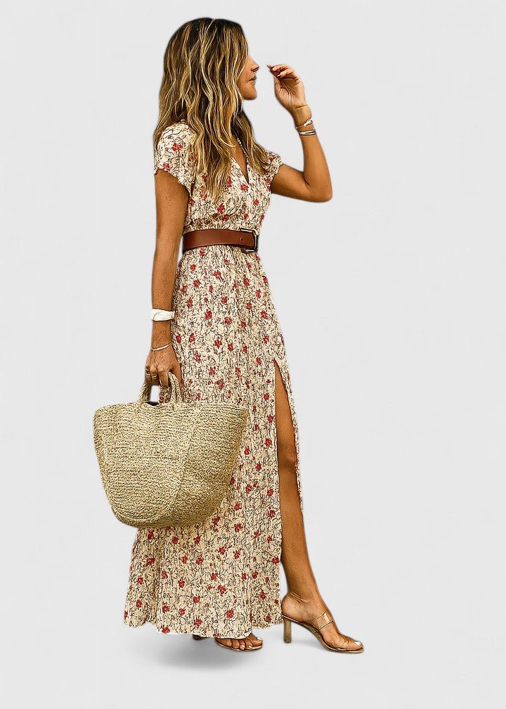Women's Paisley Maxi Wrap Dress - Red