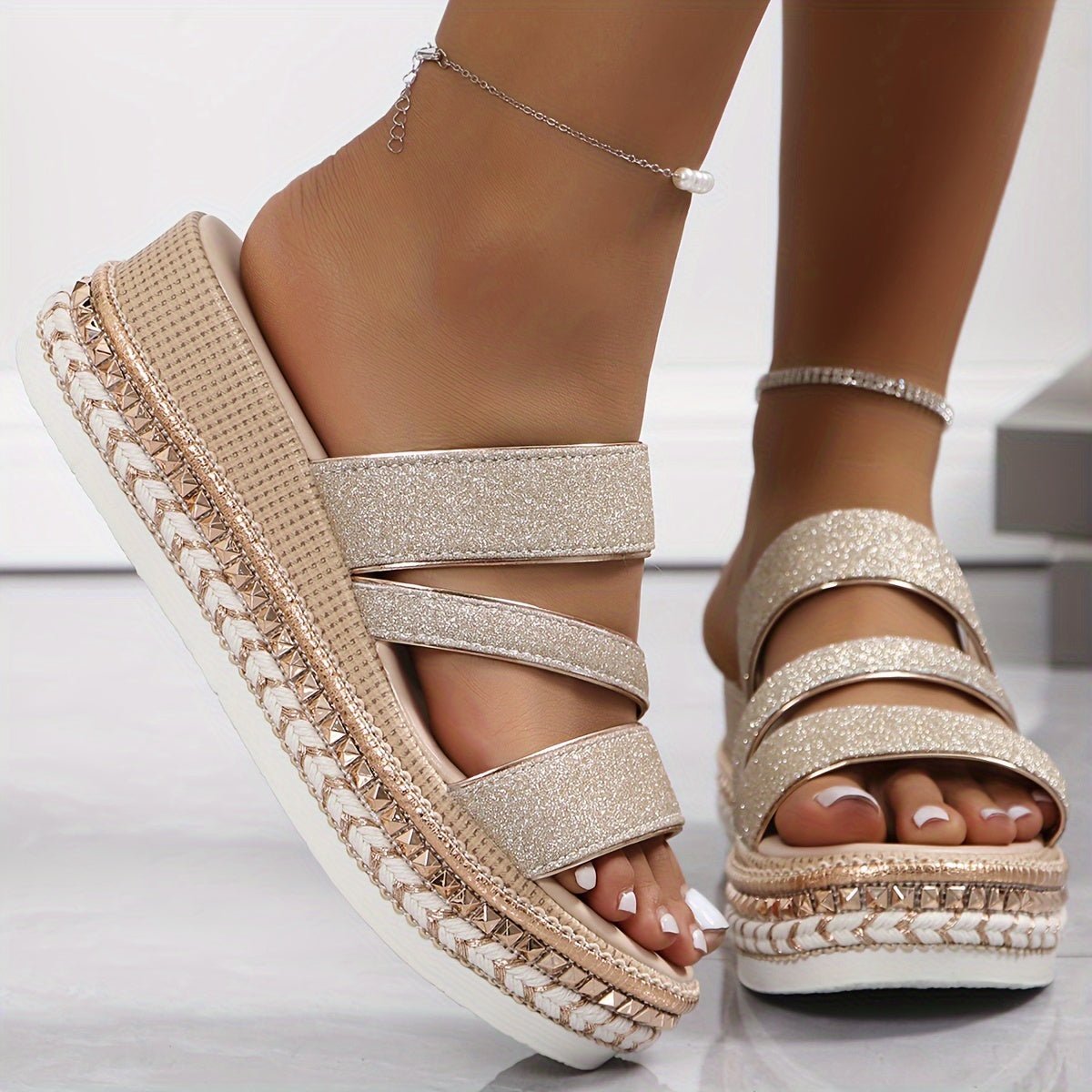 Women's Platform Sandals - Beige