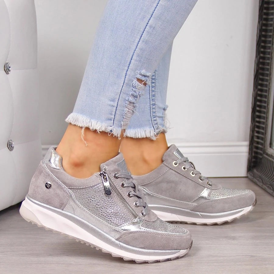 Platform Wedge Sneakers - Grey
