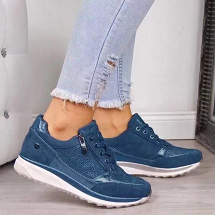 Platform Wedge Sneakers - Royal Blue