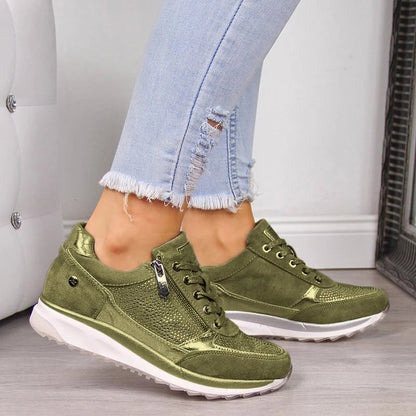 Platform Wedge Sneakers - Green