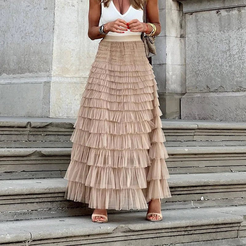 Women's Tulle Maxi Skirt - Khaki