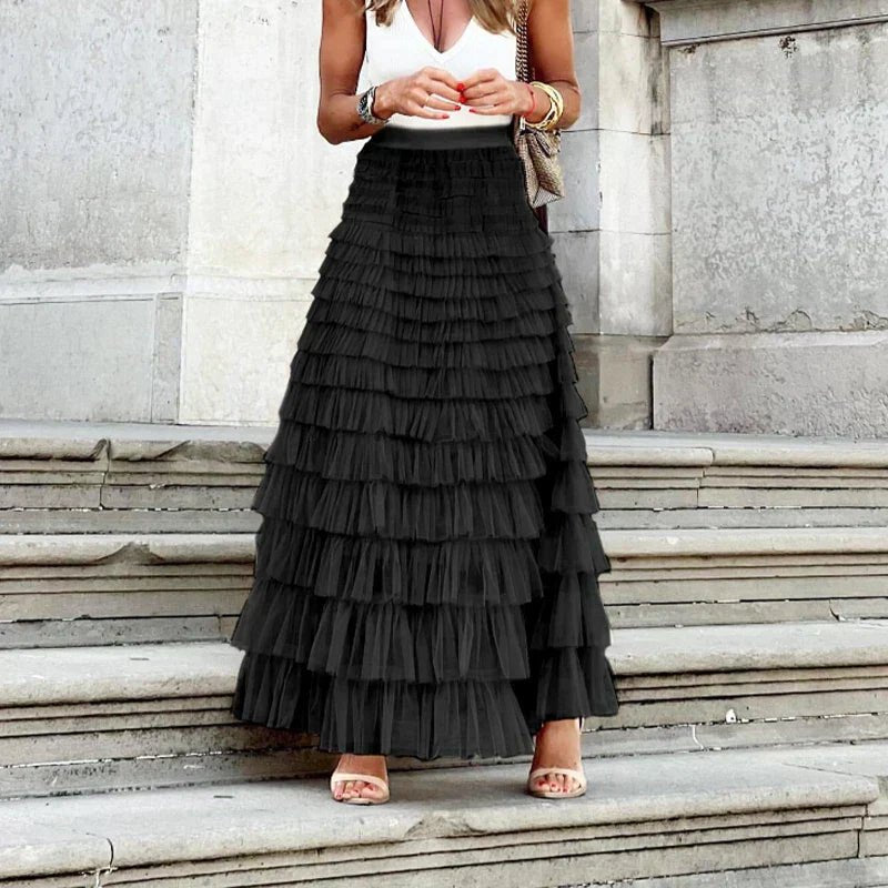 Women's Tulle Maxi Skirt - Black