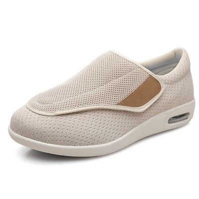 Unisex Wide-Fit Knit Walking Shoes - Beige