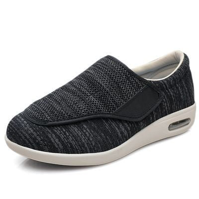 Unisex Wide-Fit Knit Walking Shoes - Black