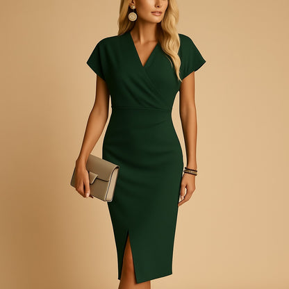 Wrap Bodycon Midi Dress - Green