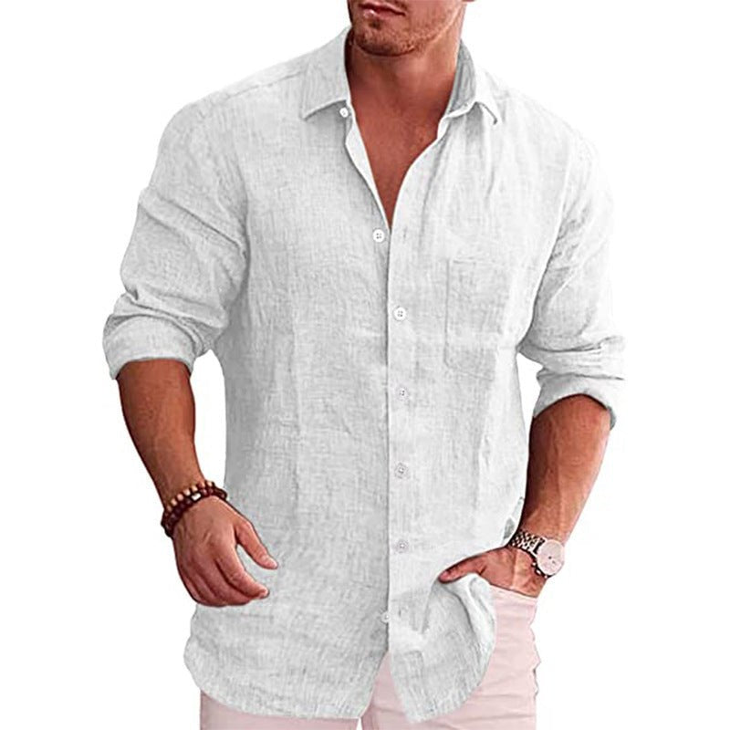 Men's Heathered Linen Slim-Fit Shirt - White