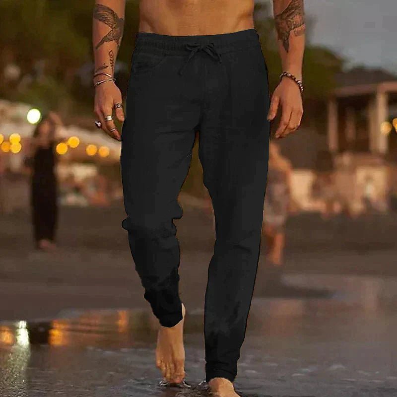 Men's Beach Drawstring Pants - Black