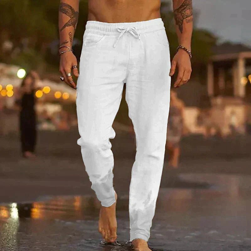 Men's Beach Drawstring Pants - White