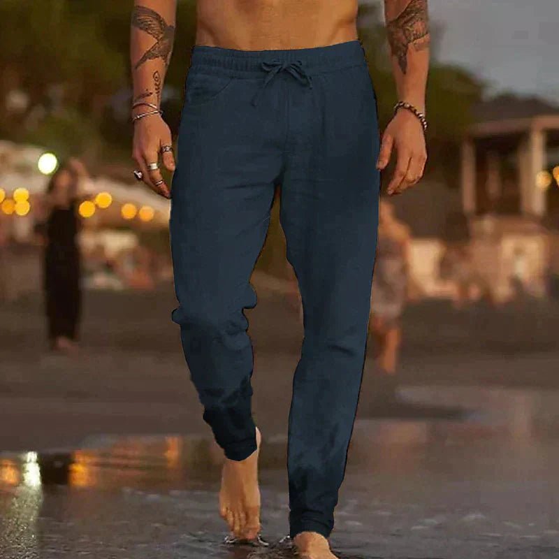 Men's Beach Drawstring Pants - Navy Blue
