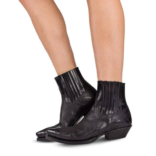Western Cowboy Ankle Boots - Black