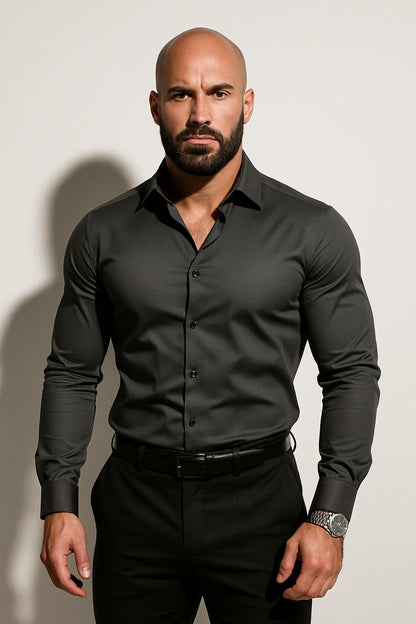 Long Sleeve Dress Shirt - Dark Grey