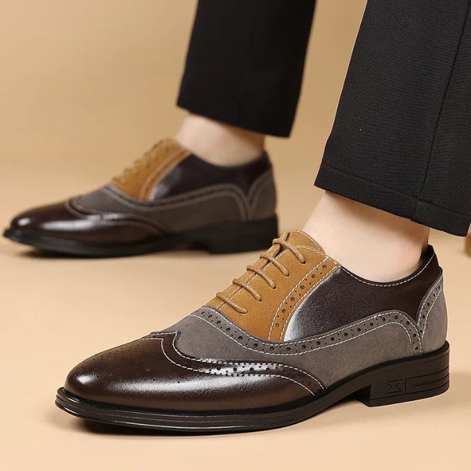 Men's Leather Brogue Oxfords - Brown