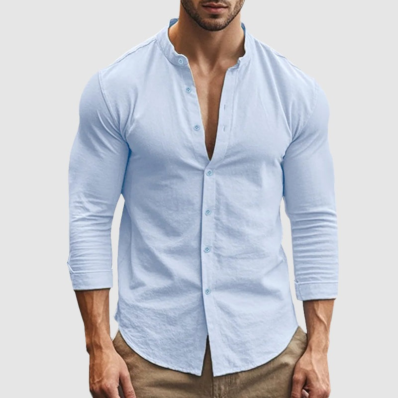 Casual Long Sleeve Shirt - Blue