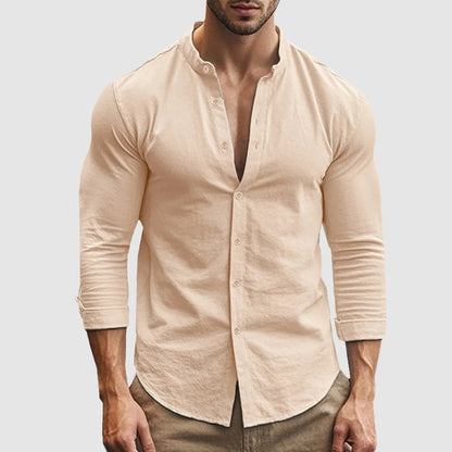 Casual Long Sleeve Shirt - Khaki