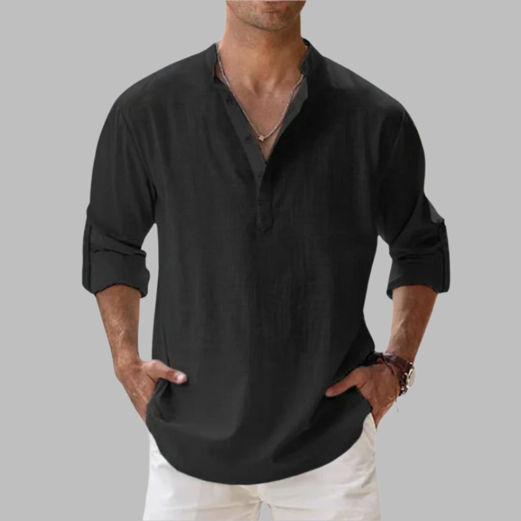 Men's Henley Shirt - Black