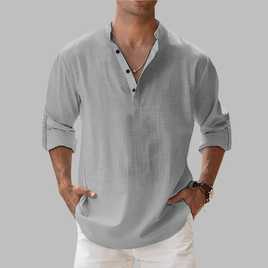 Men's Henley Shirt - Gray