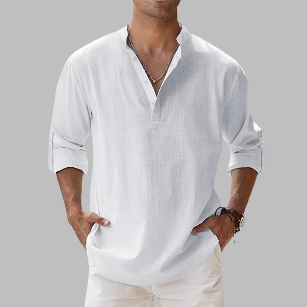 Men's Henley Shirt - White