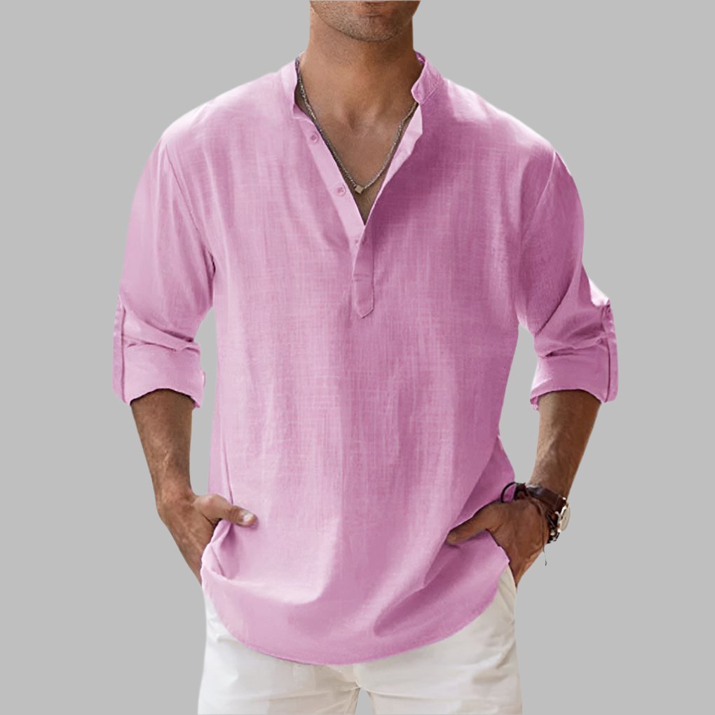 Men's Henley Shirt - Pink