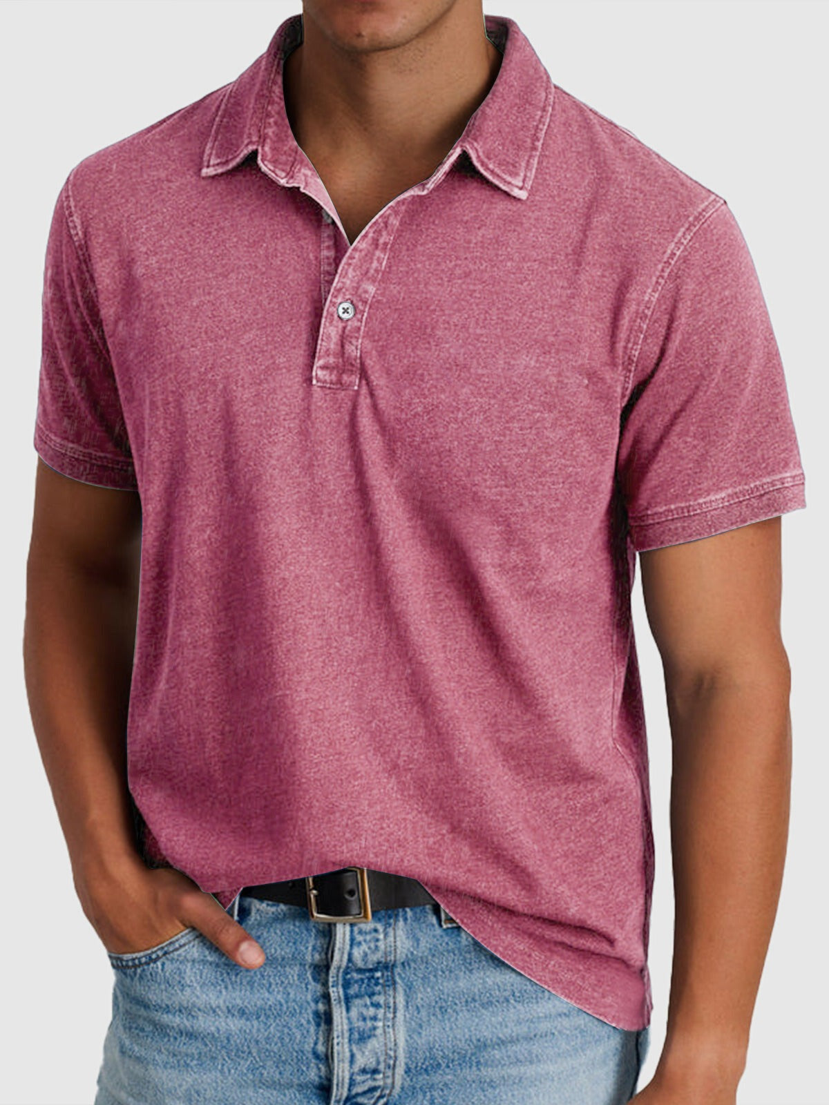 Short Sleeve Polo Shirt - Pink