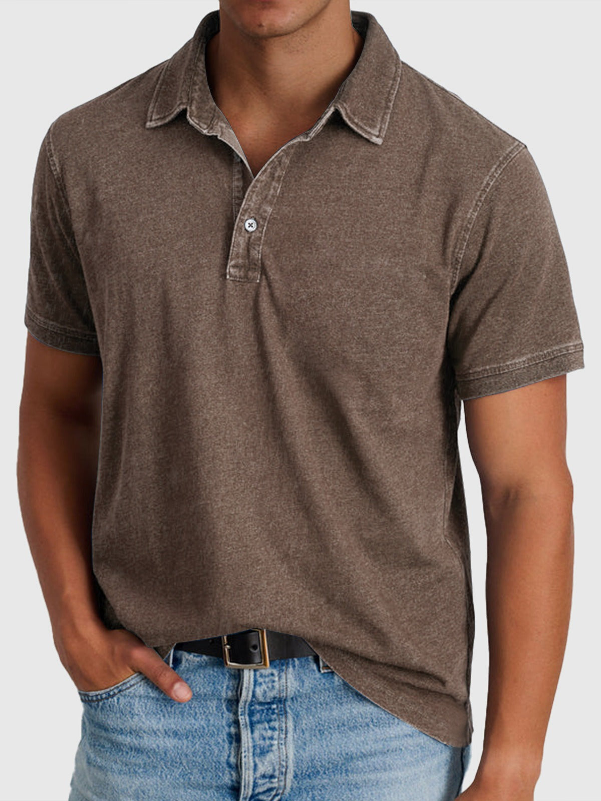 Short Sleeve Polo Shirt - Brown