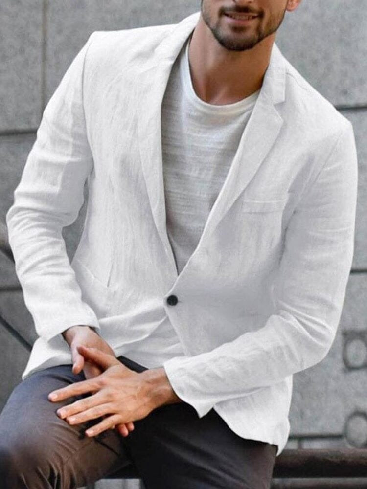 Slim Fit Casual Blazer - White